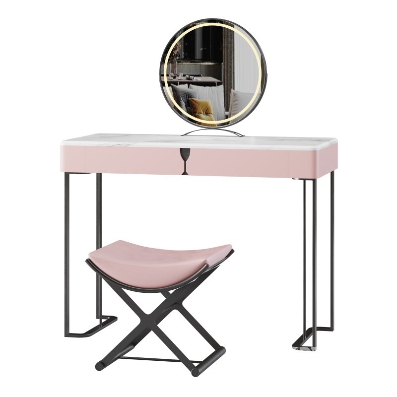 Ensemble de coiffeuse 39,37 bois massif minimaliste Image 8