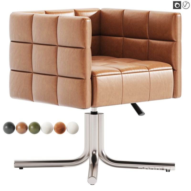 Matrice Green Leather Office Chair Image 2