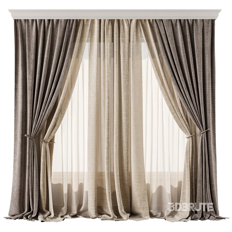 Linen and Sheer Curtain Set 69 Image 1