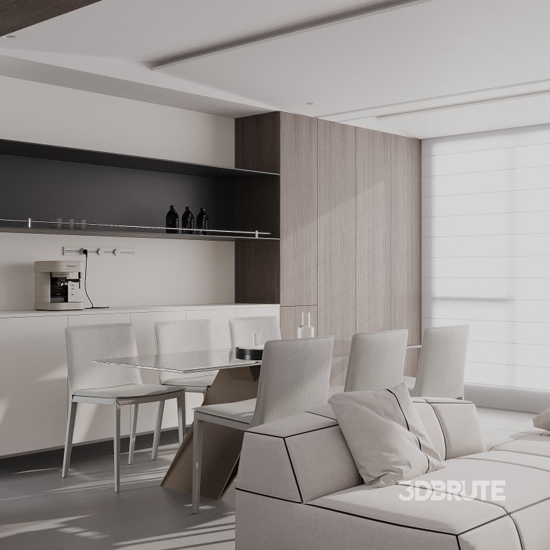Modern minimalist living room dining room Image 2