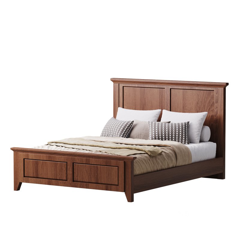 Solid Wood Panel Bed Image 9