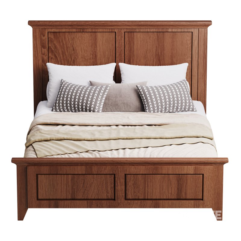 Solid Wood Panel Bed Image 4