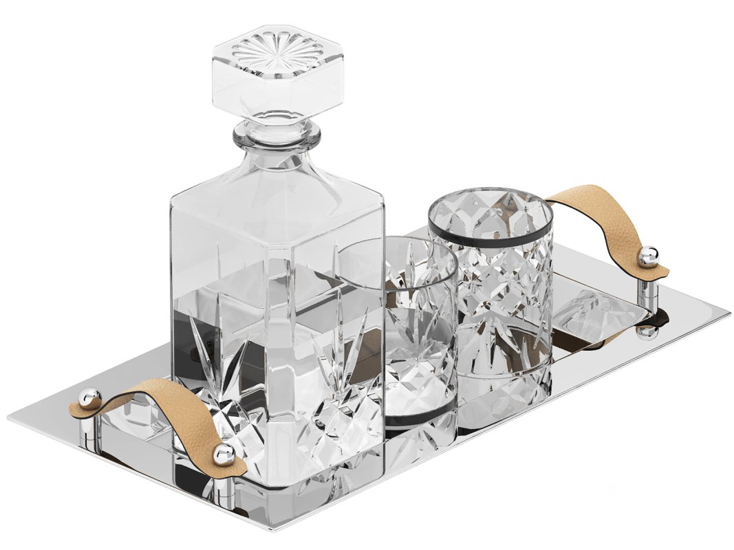 tray set with water carafe and glasses Image 1