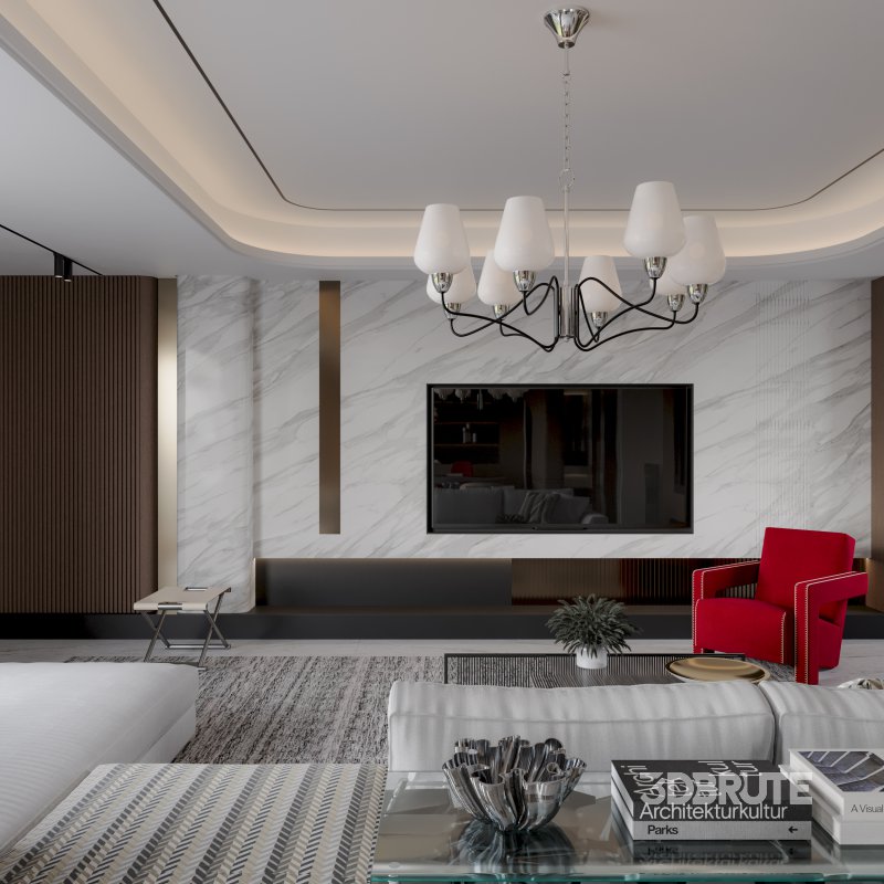 Modern living room and office scene Image 3