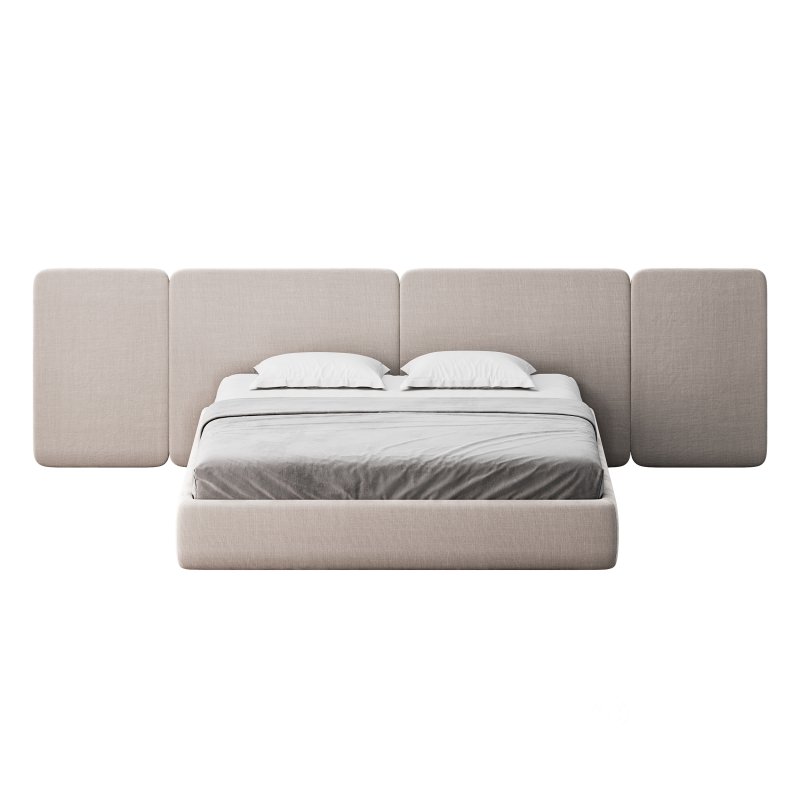 Natural Finish Fabric Pallet Bed Frame with Sponge Fill for Bedroom Comfort Image 3