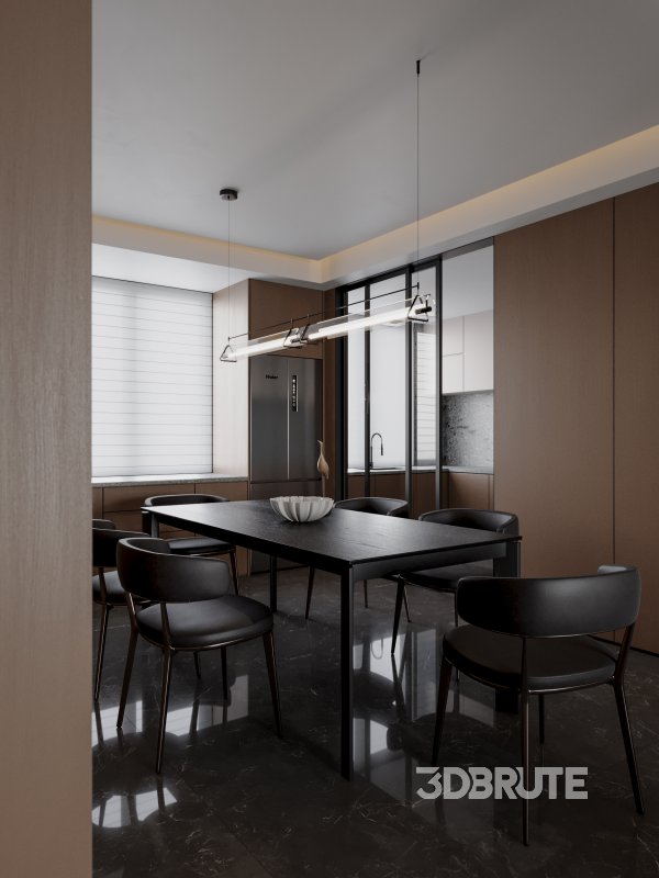 Modern living room dining room scene Image 4