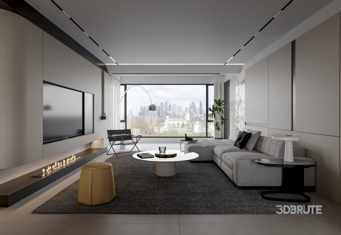 Modern living room dining room kitchen Image 2