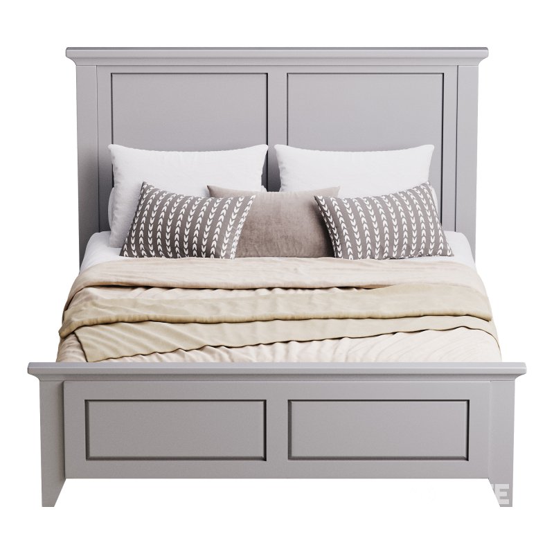 Solid Wood Panel Bed Image 3