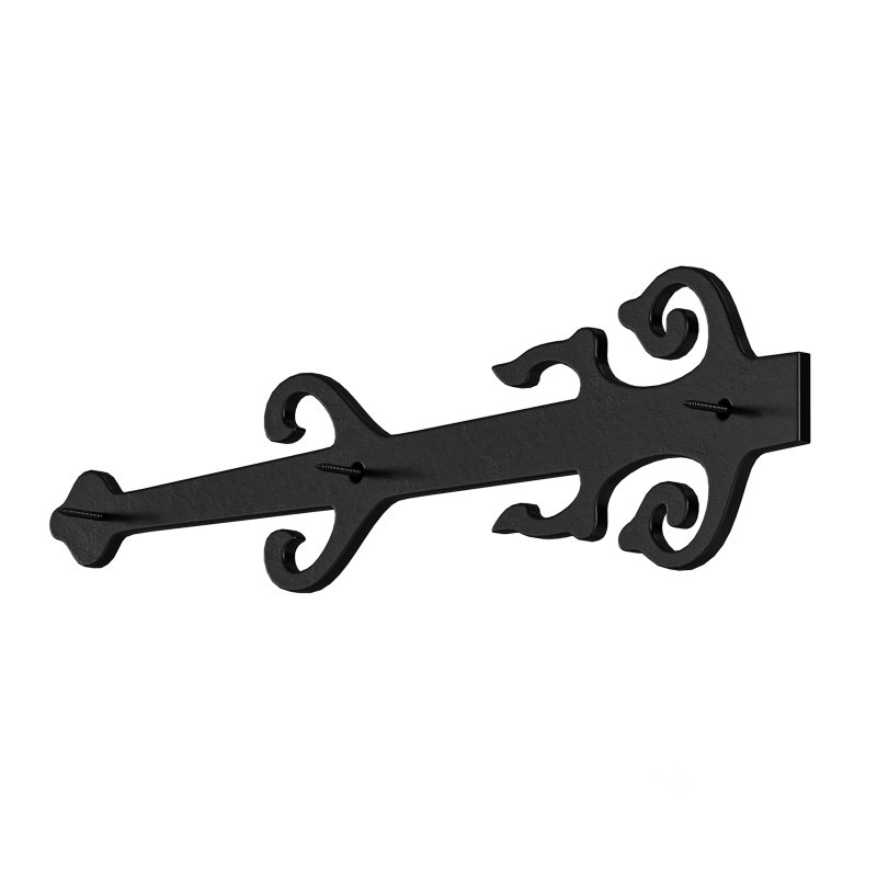 Black Wrought Iron Garage Door Decorative Hardware Poseidon Trident Design 12 in Rust Resistant Dummy Strap Hinge with Mounting Hardware Image 8