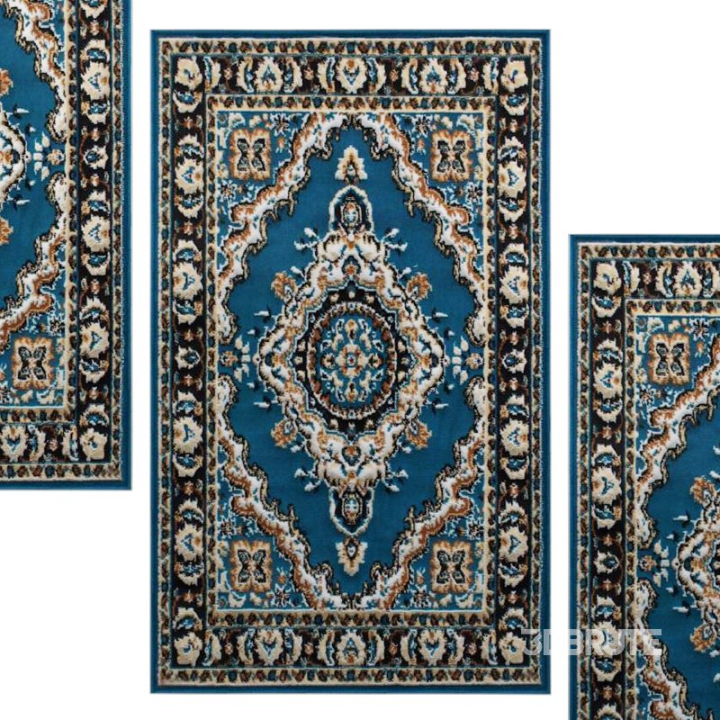 Blue Motif Rustico Carpet with Anti Skid Backing Image 2