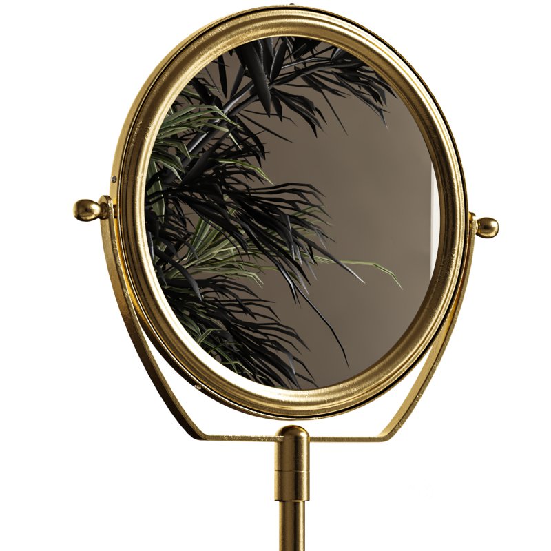 Table Makeup Mirror Chrome Brass Swivel Magnifying Two Sided Image 11