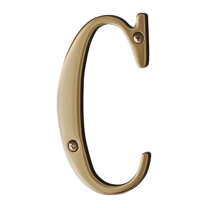 House Letter Solid Bright Brass Wall Mount C Letter Image 2