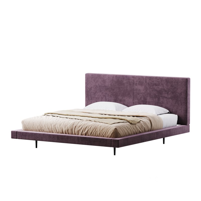 Rectangular Sand Genuine Leather and Sponge Solid Color Platform Bed Image 8