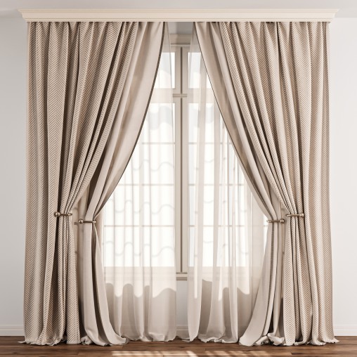 Herringbone Curtain with Sheer Layer 74
