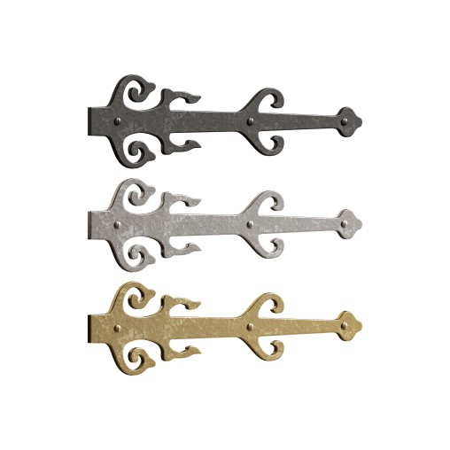 Black Wrought Iron Garage Door Decorative Hardware Poseidon Trident Design 12 in Rust Resistant Dummy Strap Hinge with Mounting Hardware