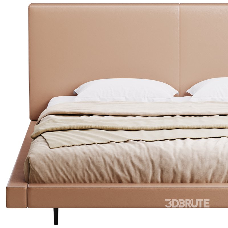 Rectangular Sand Genuine Leather and Sponge Solid Color Platform Bed Image 13