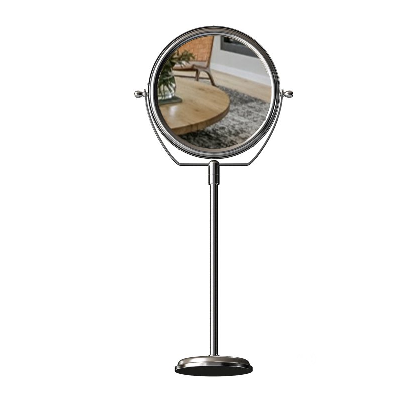 Table Makeup Mirror Chrome Brass Swivel Magnifying Two Sided Image 6