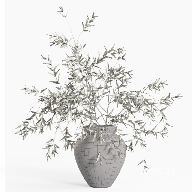 Olive Branches in Textured Ceramic Vase Image 5