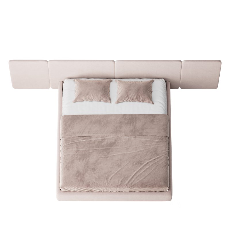 Natural Finish Fabric Pallet Bed Frame with Sponge Fill for Bedroom Comfort Image 4