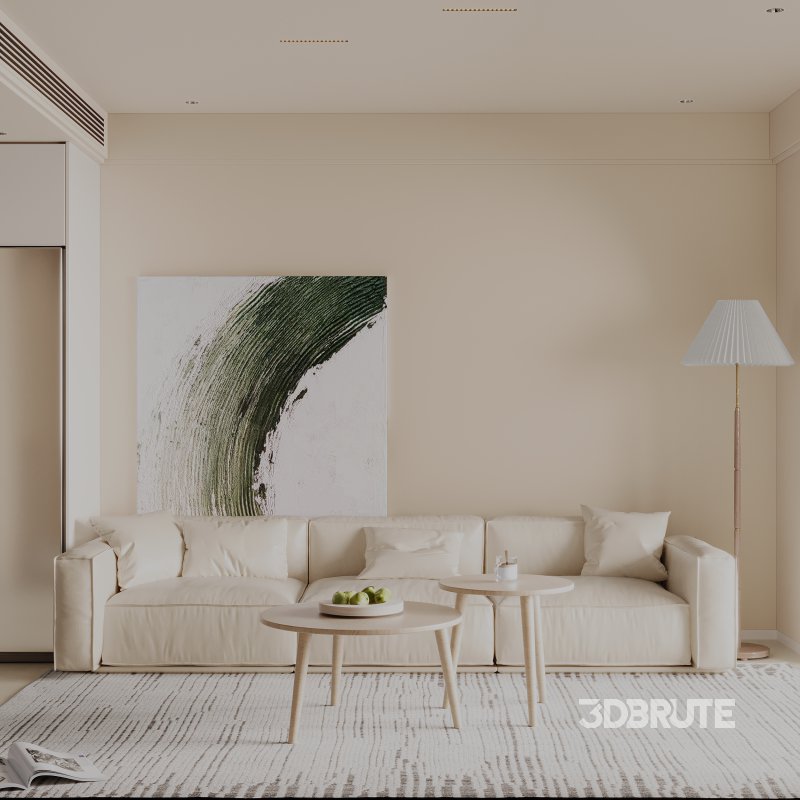 Warm modern simple living room scene Image 1