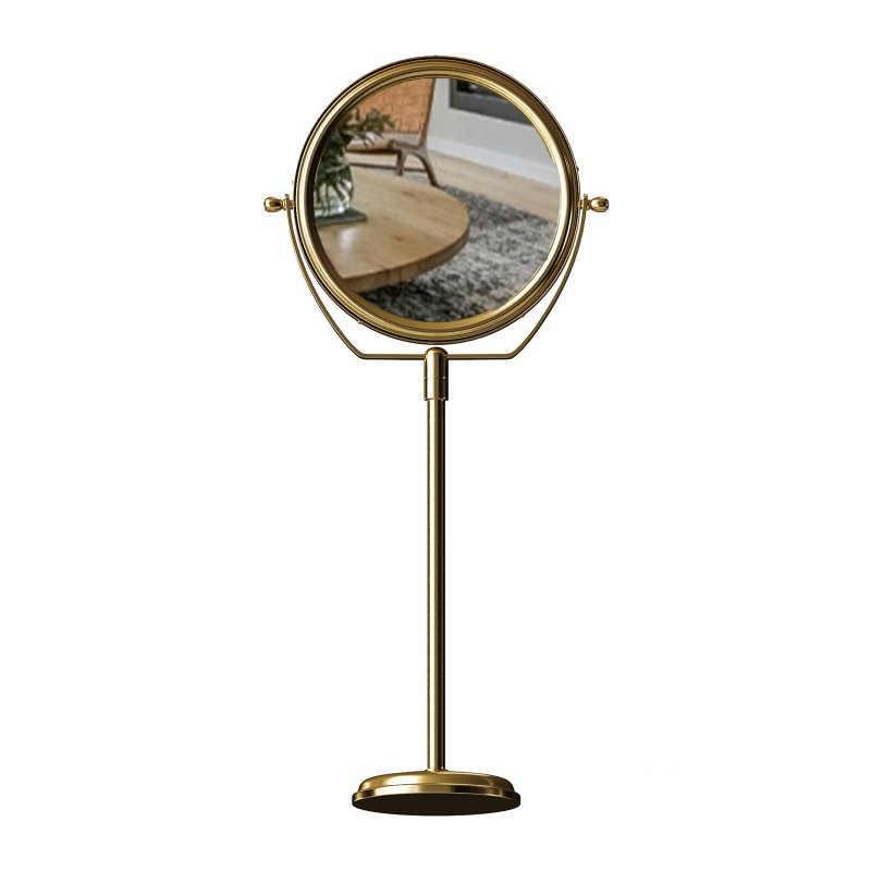 Table Makeup Mirror Chrome Brass Swivel Magnifying Two Sided Image 7