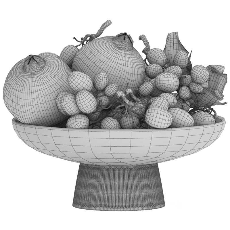 bowl of black grapes and pomegranate fruit Image 3