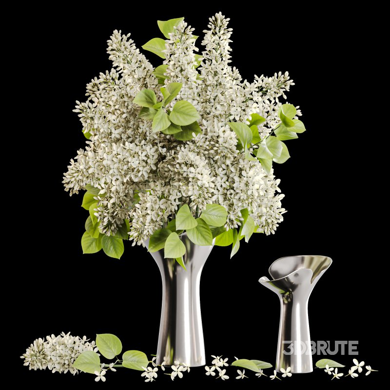 White Lilac in a Metallic Vase Image 3
