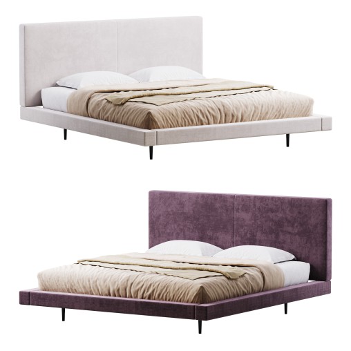 Rectangular Sand Genuine Leather and Sponge Solid Color Platform Bed