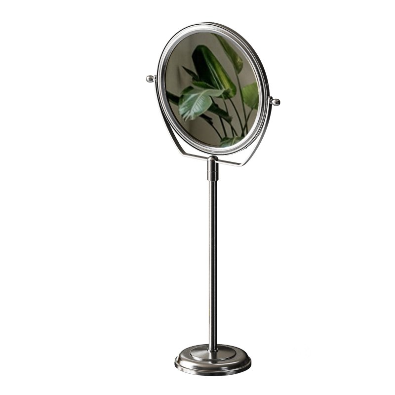 Table Makeup Mirror Chrome Brass Swivel Magnifying Two Sided Image 10