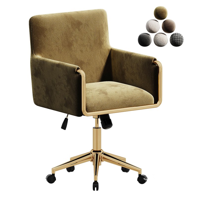 Chaise de bureau baignoire en velours vison Image 3