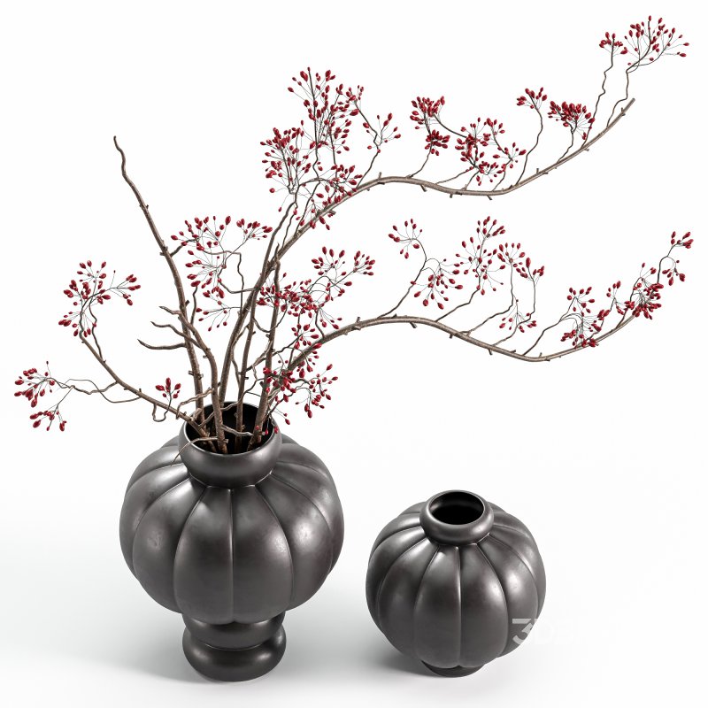 Red Berry Branches in LOUISE ROE Balloon Vases Image 3