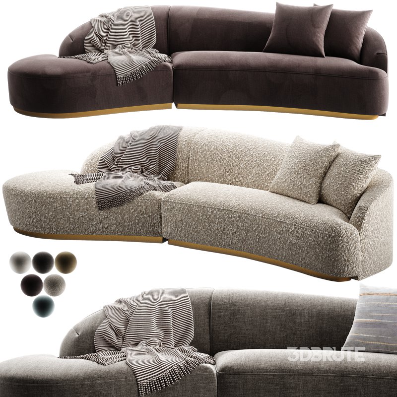 Reya Curved Sectional Sofa Lounge Image 1