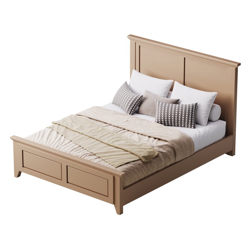 Solid Wood Panel Bed Image 12