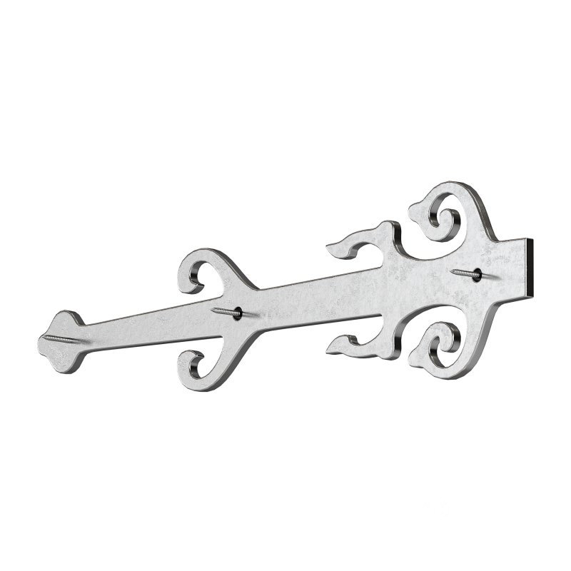 Black Wrought Iron Garage Door Decorative Hardware Poseidon Trident Design 12 in Rust Resistant Dummy Strap Hinge with Mounting Hardware Image 3