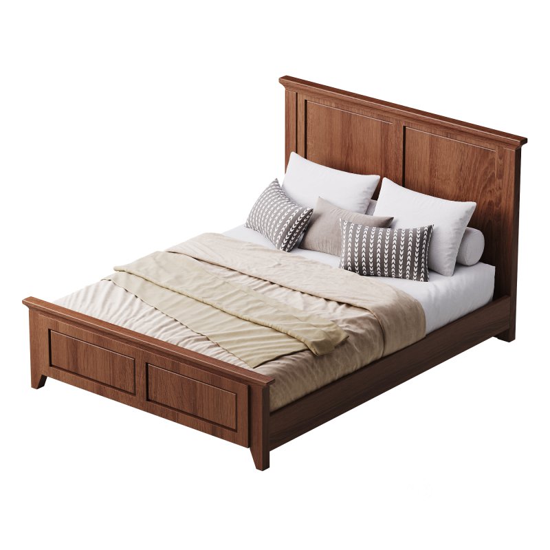 Solid Wood Panel Bed Image 8