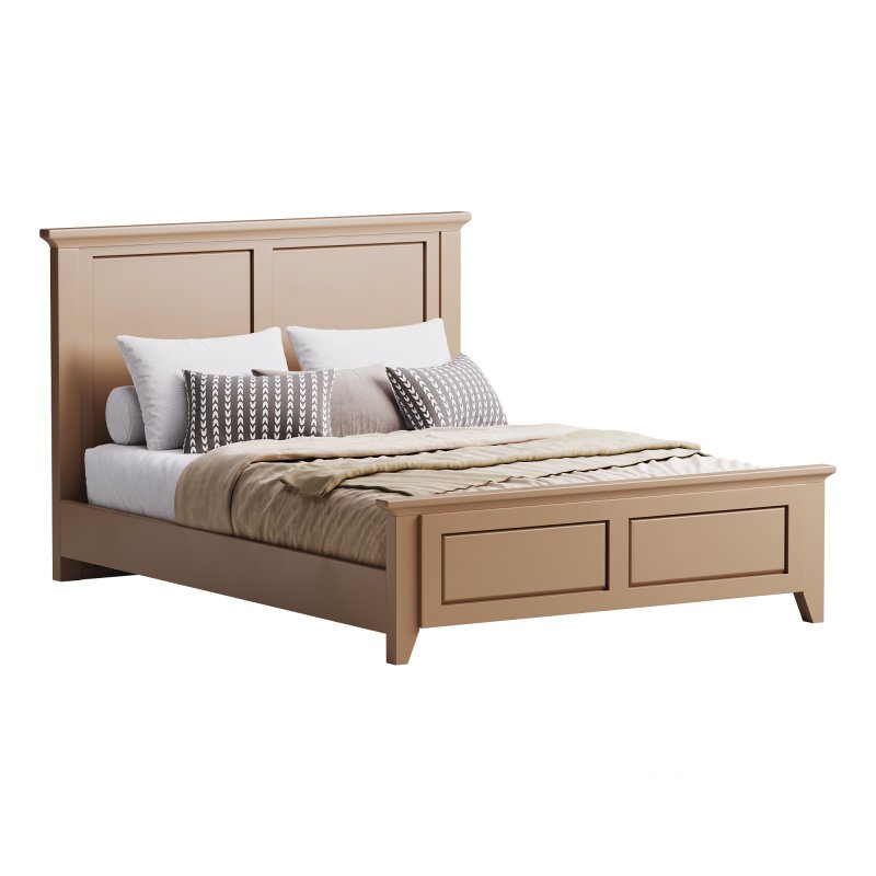 Solid Wood Panel Bed Image 2