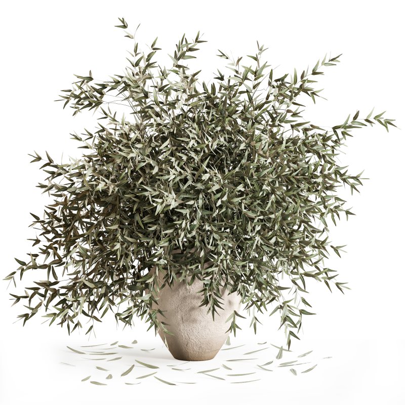 Olive Branches in Textured Ceramic Vase Image 2