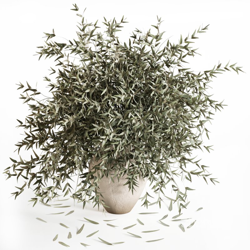 Olive Branches in Textured Ceramic Vase Image 3