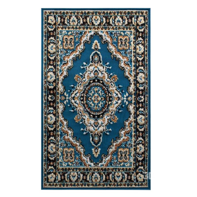 Blue Motif Rustico Carpet with Anti Skid Backing Image 1
