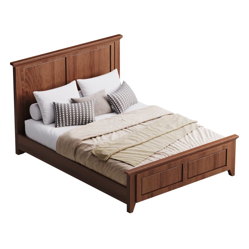 Solid Wood Panel Bed Image 5
