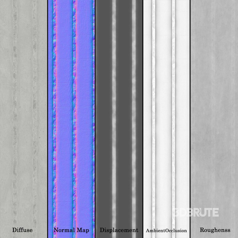 Ribbed concrete wall with wood stamp (Seamless) Image 6