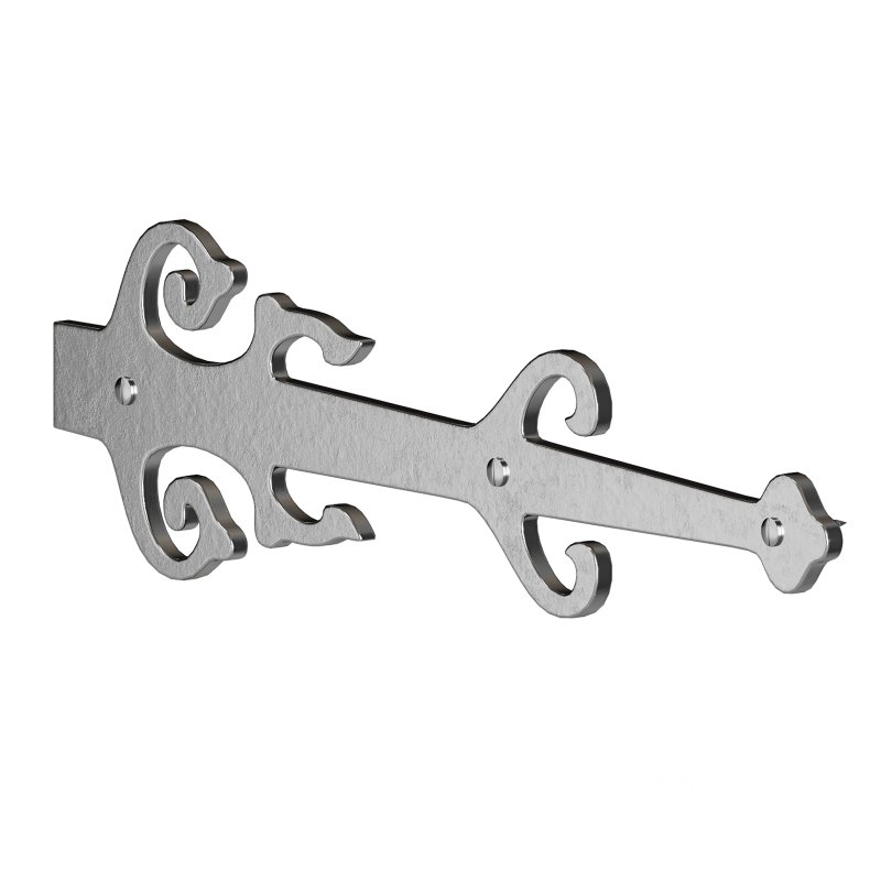 Black Wrought Iron Garage Door Decorative Hardware Poseidon Trident Design 12 in Rust Resistant Dummy Strap Hinge with Mounting Hardware Image 7