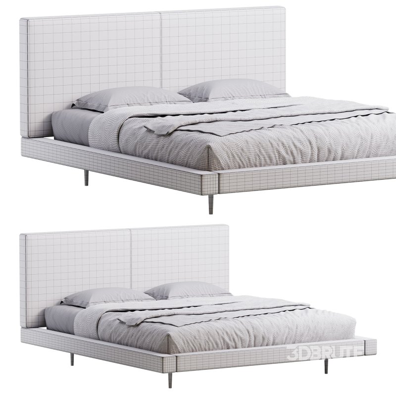 Rectangular Sand Genuine Leather and Sponge Solid Color Platform Bed Image 14