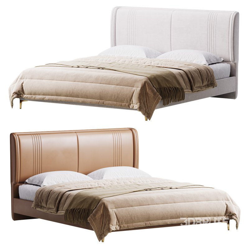 Contemporary White Pine Wooden Standard Bed Image 1