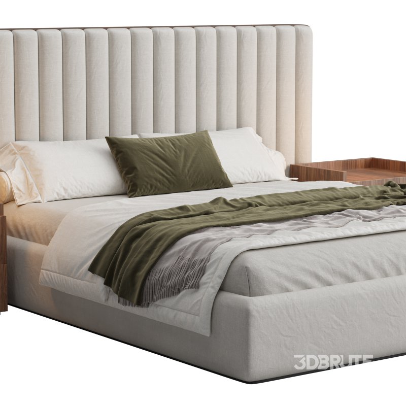 Walvia Gray Velvet Luxury Wide Headboard Bed Image 2