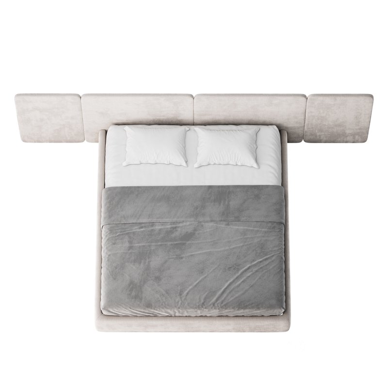 Natural Finish Fabric Pallet Bed Frame with Sponge Fill for Bedroom Comfort Image 5