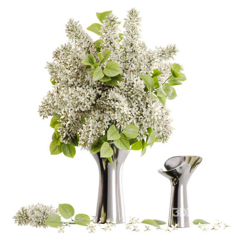 White Lilac in a Metallic Vase Image 1