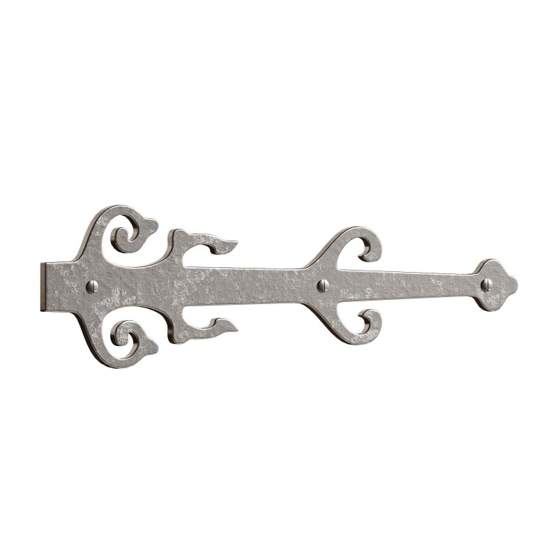 Black Wrought Iron Garage Door Decorative Hardware Poseidon Trident Design 12 in Rust Resistant Dummy Strap Hinge with Mounting Hardware Image 4