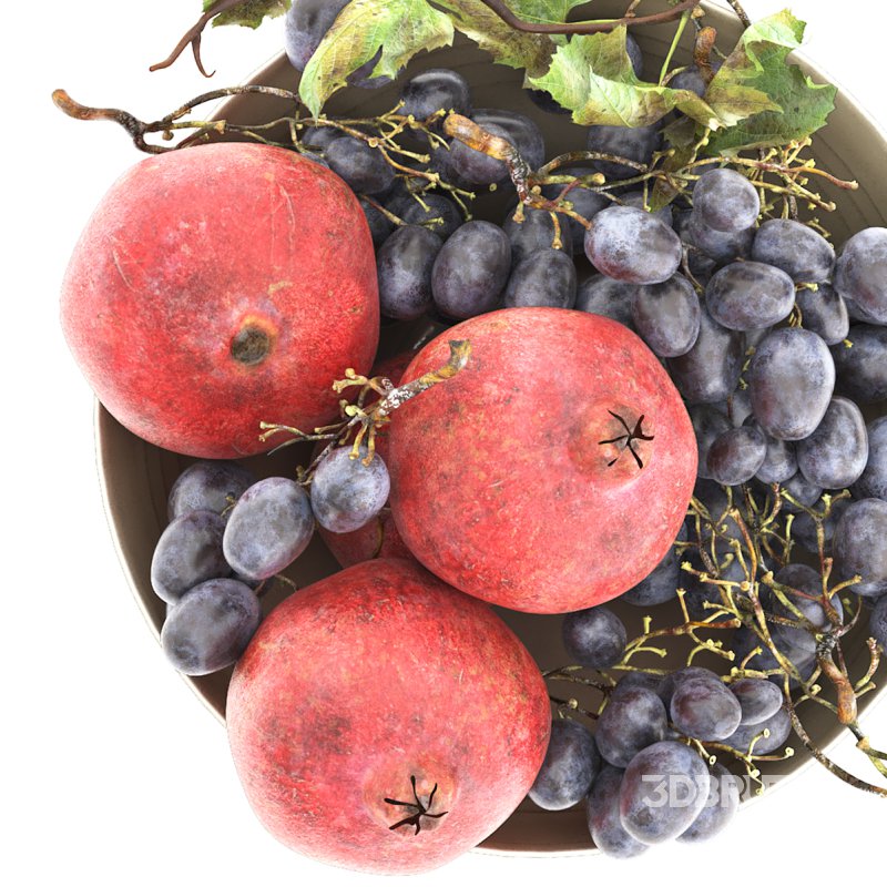 bowl of black grapes and pomegranate fruit Image 5