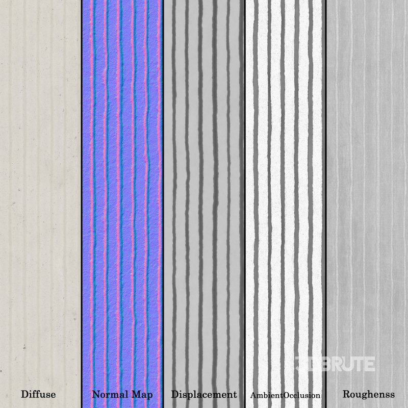 Ribbed Plaster 01 (Seamless) Image 7